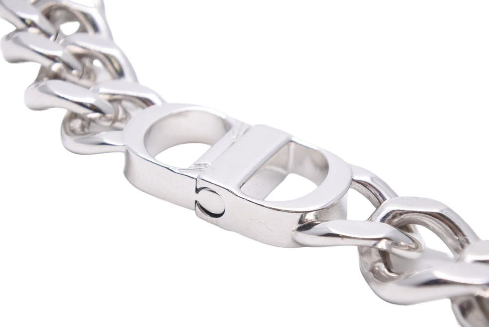 21SS Christian Dior CD Icon Chain Necklace Silver 46cm Pendant Logo Good Condition 34234