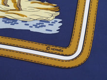 Load image into Gallery viewer, HERMES エルメス カレ90 スカーフ ECURIES 厩舎 シルク 馬柄 TD20276 ネイビー系 箱付き 美品 中古 35042