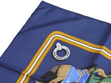 Load image into Gallery viewer, HERMES エルメス カレ90 スカーフ ECURIES 厩舎 シルク 馬柄 TD20276 ネイビー系 箱付き 美品 中古 35042