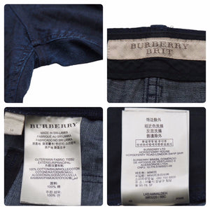 BURBERRY BRIT バーバリー ブリットパンツ ハーフパンツ NKI-SU15 コットン レザー ネイビー サイズ38 美品 中古 35309