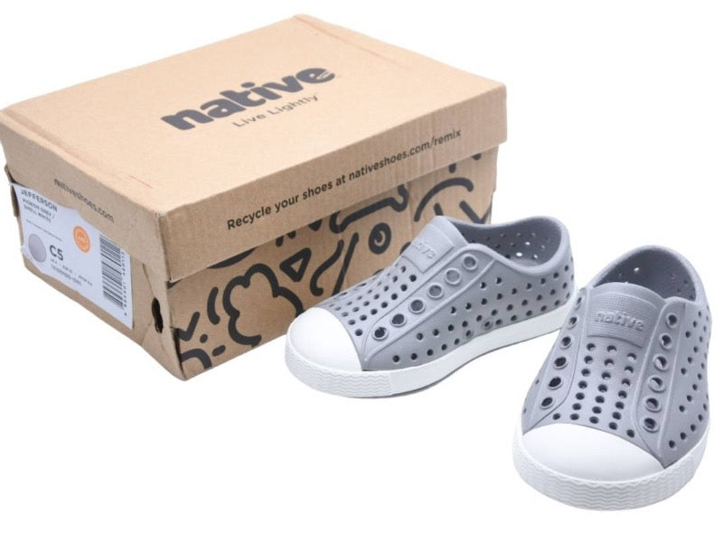 Native Shoes ネイティブシューズ JEFFERSON ジェファーソン スニーカーサンダル EVA グレー ホワイト 12.5cm 美品 中古 35383