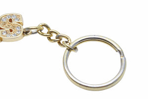 SUPREME 18SS Block Logo Keychain Gold Rhinestone Iced Out Used 3547