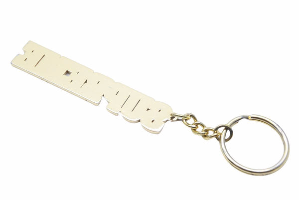 SUPREME 18SS Block Logo Keychain Gold Rhinestone Iced Out Used 3547