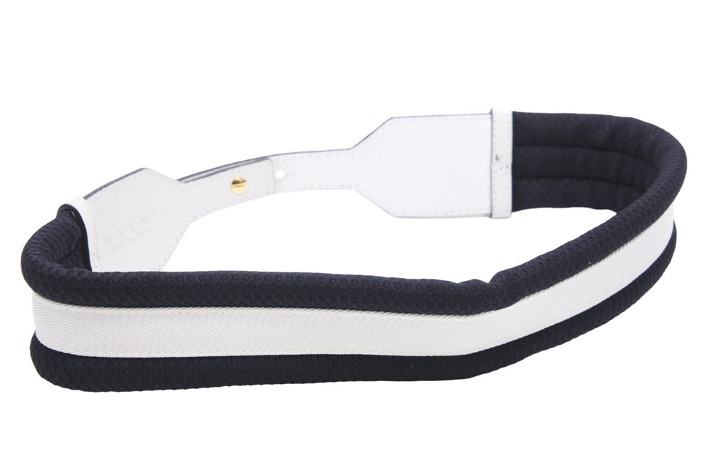 MARNI Belt Accessory Made in Italy Leather Mesh White Black Gold Hardware Size 75 Good Condition Used 36161