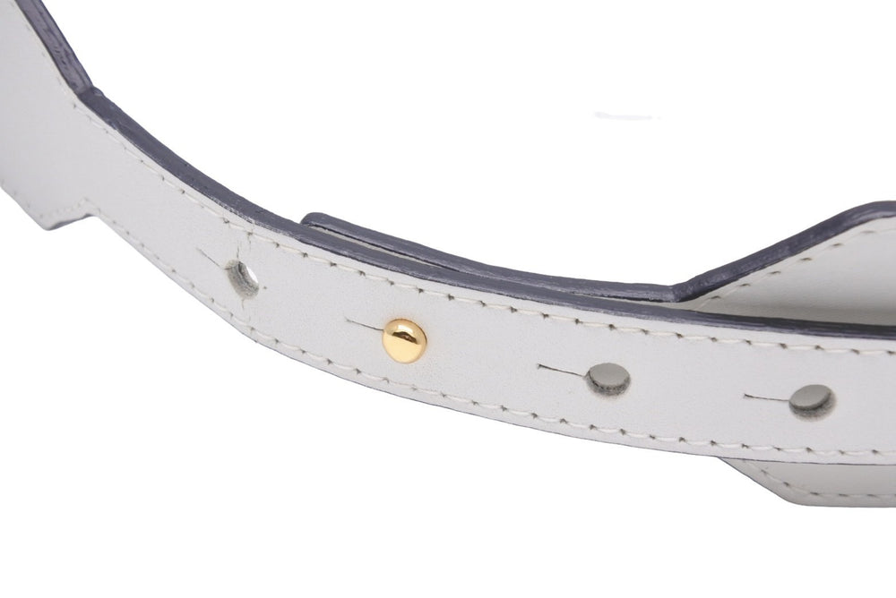 MARNI Belt Accessory Made in Italy Leather Mesh White Black Gold Hardware Size 75 Good Condition Used 36161