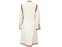 画像をギャラリービューアに読み込む, guuci グッチ ロングコート アイボリー 544855 ggパール ウェブライン レッド ボタン付き 38 美品 37199