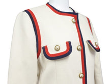 画像をギャラリービューアに読み込む, guuci グッチ ロングコート アイボリー 544855 ggパール ウェブライン レッド ボタン付き 38 美品 37199