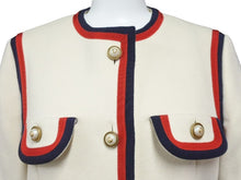 画像をギャラリービューアに読み込む, guuci グッチ ロングコート アイボリー 544855 ggパール ウェブライン レッド ボタン付き 38 美品 37199