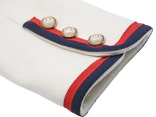 画像をギャラリービューアに読み込む, guuci グッチ ロングコート アイボリー 544855 ggパール ウェブライン レッド ボタン付き 38 美品 37199