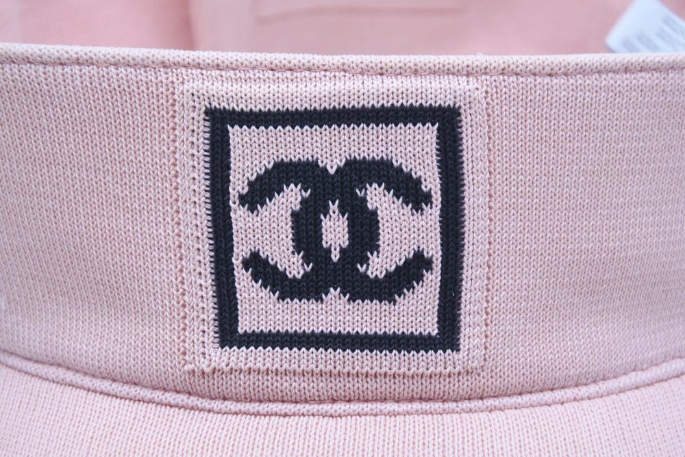 Chanel Sun Visor Pink Sports Line Cap M Size Rare 100% Cotton 37397 Good Condition Used