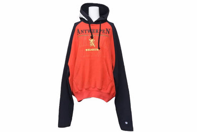 VETEMENTS Champion 17ss ANTWERPEN PRINT HOODIE MSS17CH18 メンズ ブラック レッド パーカー 中古 37711 正規品