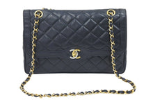 画像をギャラリービューアに読み込む, CHANEL シャネル パリ限定 26cm マトラッセ Wチェーン ショルダーバッグ ブラック 良品 中古 1番台 37885