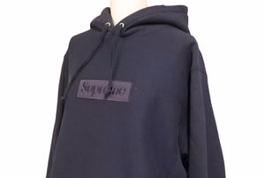 14AW SUPREME シュプリーム ネイビー コットン ボックスロゴプルオーバー パーカーTonal Box Logo Pullover サイズM 美品 37919