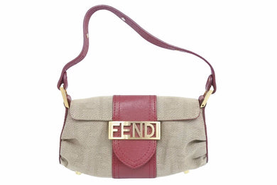 FENDI フェンディ マンマバケット 712936 ズッカ ショルダー ハンドバッグ キャンバス レザー ロゴプレート 38047