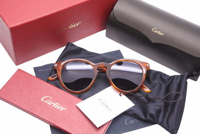 Cartier カルティエ サングラス 眼鏡 ボストン ハバナ柄 セルフレーム アジアンフィットモデル ブラウン CT0010SA 美品 38202