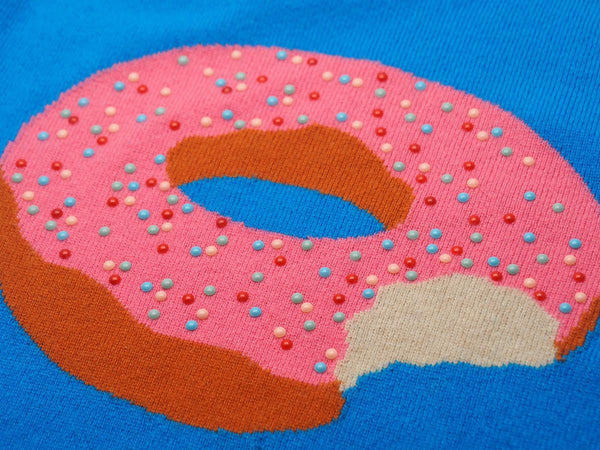 定価52万円 lucien pellat finet ペラフィネ ニット INTARSIA DONUT ドーナツ ブルー ピンク ブラウン レディース 中古 38221
