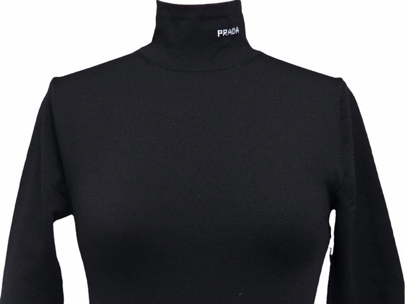 新作 PRADA プラダ ギャバジンドレス Re-Nylon ブラック P3E32_1YZ8_F0806_S_211 レディース サイズ36 良好 38366 正規品