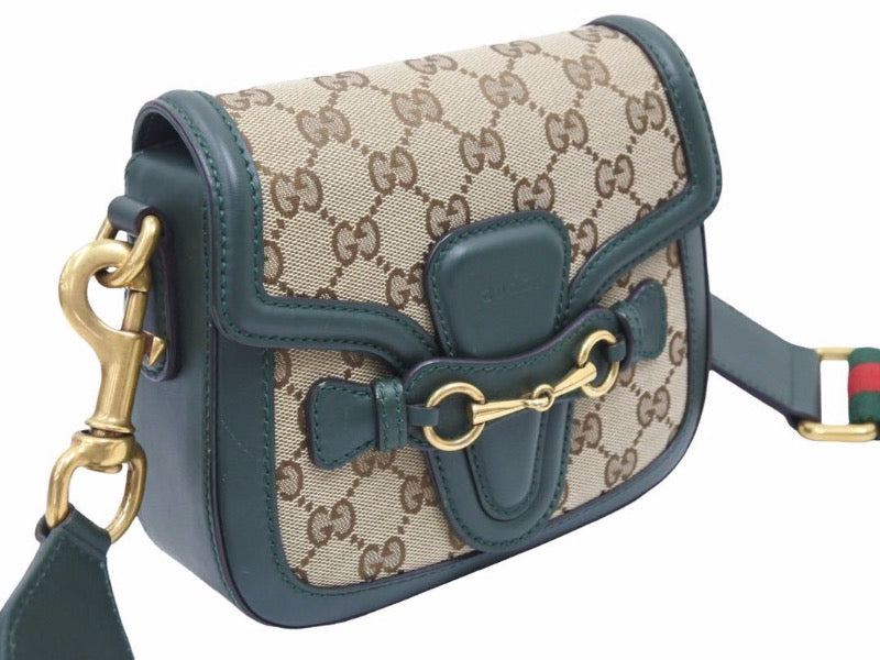 GUCCI グッチ レディウェブ ショルダーバッグ 384821 グリーン茶 レディース GGキャンバス レザー 美品 中古 38535 –  Casanova Vintage