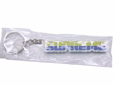 Supreme シュプリーム 17AW EMBOSSED KEYCHAIN キーチェーン ライムグリーン ブルー アクリル シルバー金具 未使用 N39067