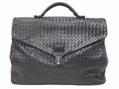 BOTTEGA VENETA ボッテガヴェネタ イントレチャート ビジネスバッグ ブリーフケース 113095 ブラック メンズ 中古 N39379