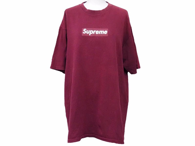 SUPREME BOX LOGO TEE シュプリーム 98年 ボックス ロゴ Tシャツ ボルドー 紫 パープル アーカイブ ストリート サイズL 中古 39550