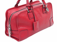 画像をギャラリービューアに読み込む, ロエベ LOEWE アマソナ28 レザー ハンドバッグ レッド 赤系 051112 カデナ クロシェット付き 良品 中古 39611