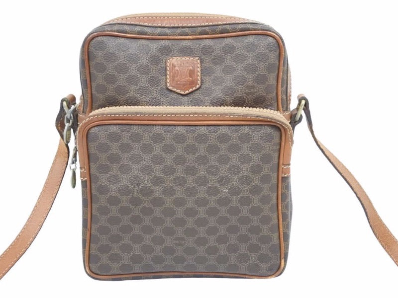 CELINE セリーヌ ショルダーバッグ M05 バッグ ブラウン マカダム柄 レザー レディース ヴィンテージ 中古 39870