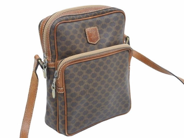 CELINE セリーヌ ショルダーバッグ M05 バッグ ブラウン マカダム柄 レザー レディース ヴィンテージ 中古 39870