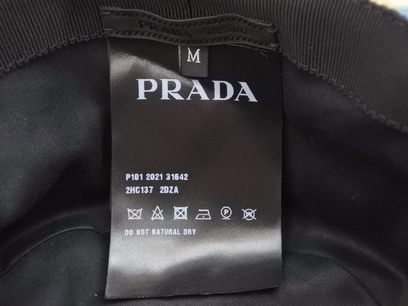 PRADA プラダ 美品 プリントドリルハット バケットハット ストライプ