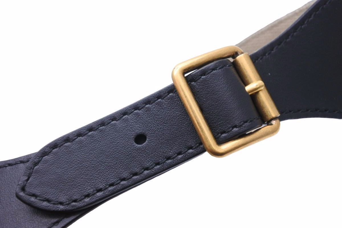 美品 Christian Dior ディオール ベルト ネイビー エンブロイダリー