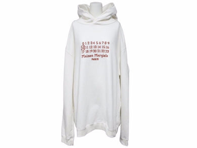 MAISON MARGIELA メゾンマルジェラ パーカー カレンダーロゴ ホワイト レッド メンズ サイズ50 美品 N40225