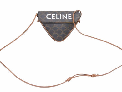 CELINE セリーヌ ショルダーバック トライアングルバック 三角 195902BZK エディスリマン期 ロゴ トリオンフ ブラウン 美品 40548