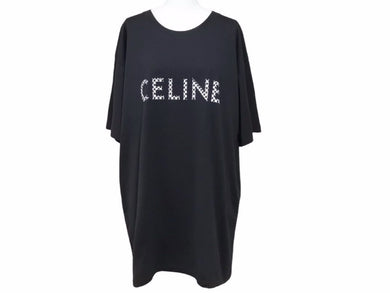 CELINE セリーヌ ロゴ エディスリマン期 半袖 t-シャツ 2X800501F XL ブラック スタッズ 美品 40692