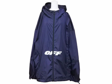 OFF-WHITE オフホワイト ロゴプリントフーデッドナイロンジャケット ネイビー OMEB009E18A23003 サイズL 40914