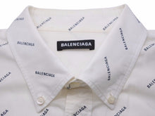 画像をギャラリービューアに読み込む, BALENCIAGA バレンシアガ 半袖シャツ トップス ロゴプリント ホワイトｘブラック 534332 サイズ41 メンズ 良好 40946