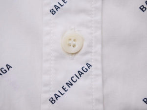 BALENCIAGA バレンシアガ 半袖シャツ トップス ロゴプリント ホワイトｘブラック 534332 サイズ41 メンズ 良好 40946
