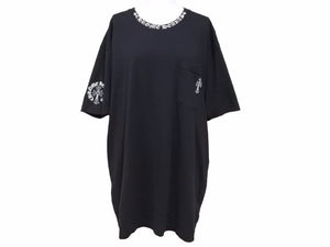 CHROME HEARTS クロムハーツ 20SS セメタリ―クロス ネックロゴ Tシャツ ブラック トップス サイズXL 良好 40981