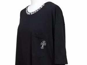 CHROME HEARTS クロムハーツ 20SS セメタリ―クロス ネックロゴ Tシャツ ブラック トップス サイズXL 良好 40981