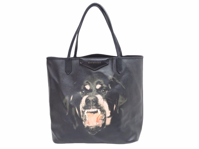 GIVENCHY ジバンシー ロットワイラー トートバッグ アンティゴナ ドッグ ポーチ付き PVCレザー 3CO162 ブラック メンズ 中古 41020