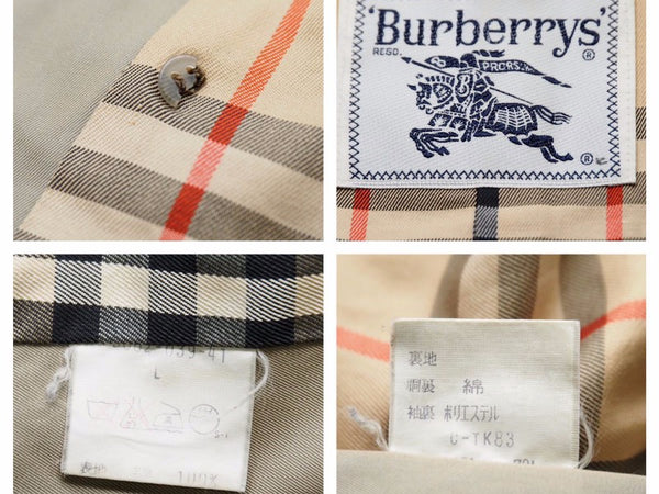 Burberrys Burberry Coat Trench Coat Jacket Vintage Nova Check Cotton Beige Size L Used 41156