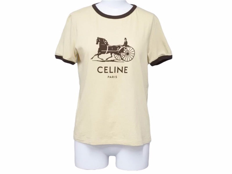 CELINE セリーヌ サルキー クルーネック バターブラウン 半袖Ｔシャツ 2X575 114L 11MR サイズXS 美品 中古 41763 –  Casanova Vintage