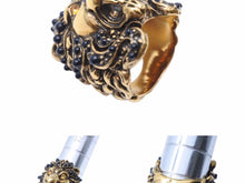 Load image into Gallery viewer, GUCCI グッチ リング Lion Stone Ring ライオン アクセサリー ラインストーン ジュエリー ゴールド 小物 美品 中古 41785