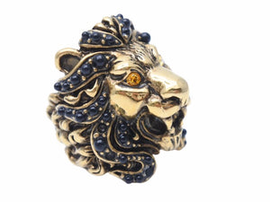 GUCCI グッチ リング Lion Stone Ring ライオン アクセサリー ラインストーン ジュエリー ゴールド 小物 美品 中古 41785