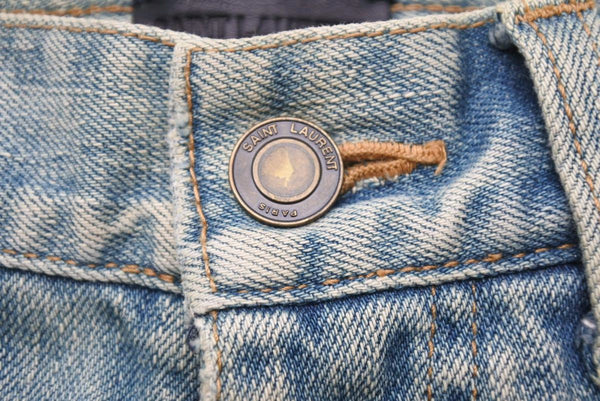 SAINT LAURENT Saint Laurent Denim Pants Damaged Pants Bottoms Cotton Elastane Blue Size 28 Good Condition Used 42235
