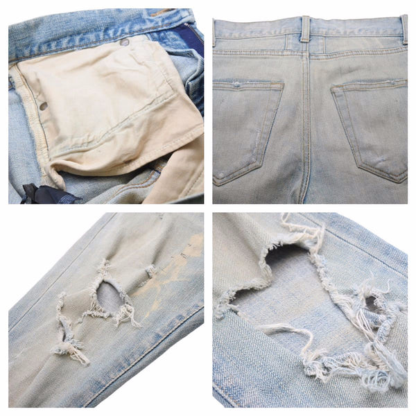 SAINT LAURENT Saint Laurent Denim Pants Damaged Pants Bottoms Cotton Elastane Blue Size 28 Good Condition Used 42235
