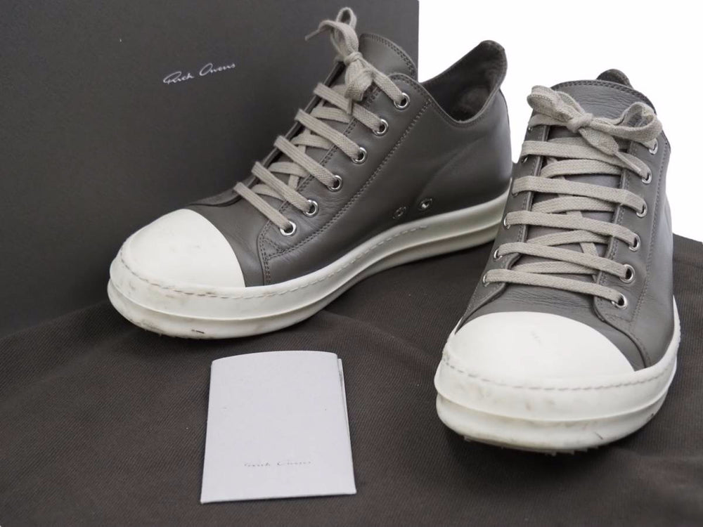 Rick Owens リック オウエンス LPO LOW SNEAKERS MILK 21SS RU21S6891 レザー ラモーンズ グレー サイズ EU40 良品 中古 42298