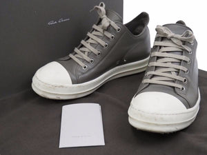 Rick Owens LPO LOW SNEAKERS MILK 21SS RU21S6891 Leather Ramones Gray Size EU40 Good Used 42298