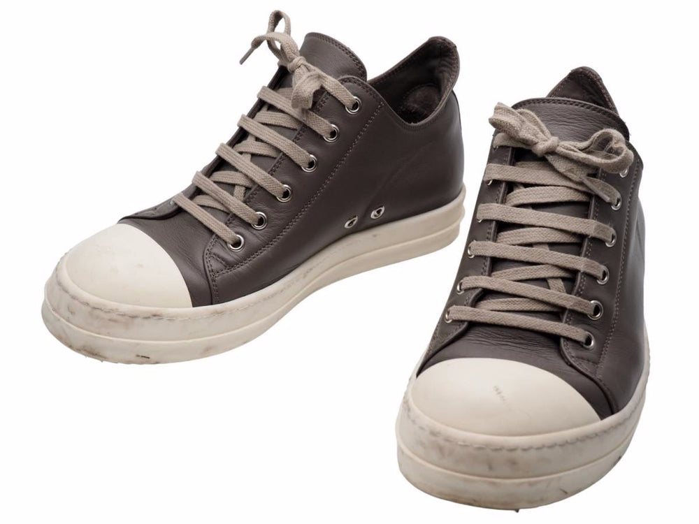 Rick Owens リック オウエンス LPO LOW SNEAKERS MILK 21SS RU21S6891 レザー ラモーンズ グレー サイズ EU40 良品 中古 42298