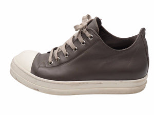 Rick Owens LPO LOW SNEAKERS MILK 21SS RU21S6891 Leather Ramones Gray Size EU40 Good Used 42298