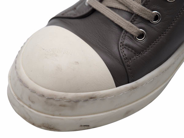 Rick Owens LPO LOW SNEAKERS MILK 21SS RU21S6891 Leather Ramones Gray Size EU40 Good Used 42298